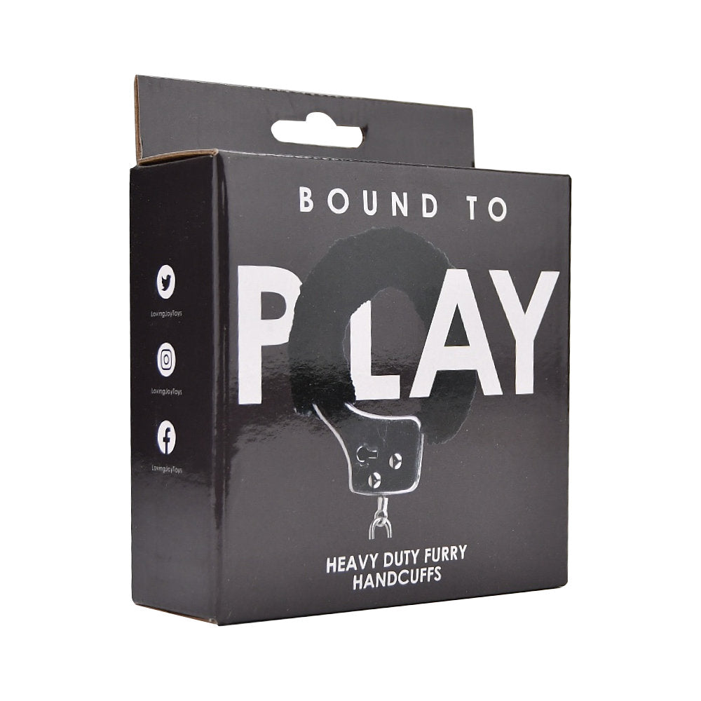 Gebonden om te spelen. Zware harige handboeien zwart