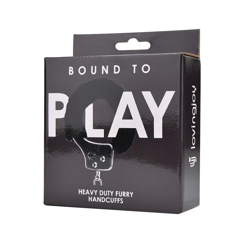 Gebonden om te spelen. Zware harige handboeien zwart