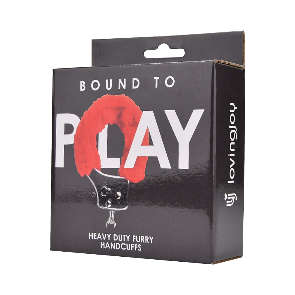 Gebonden om te spelen. Heavy Duty harige handboeien rood