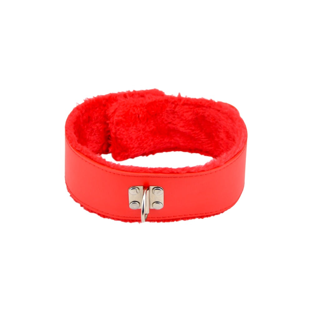 Vastgebonden aan Please Furry Collar met Leash Rood