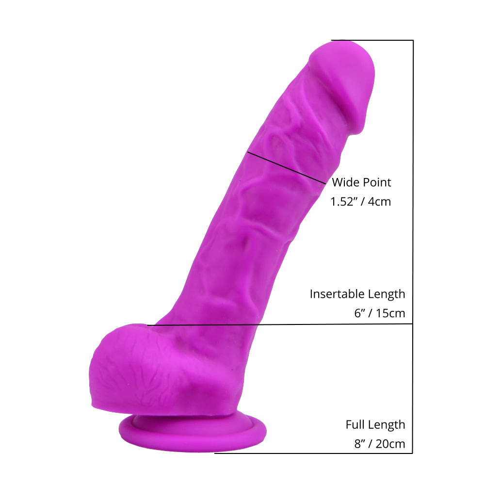 Loving Joy 21 cm  realistische siliconen dildo met zuignop en ballen paars