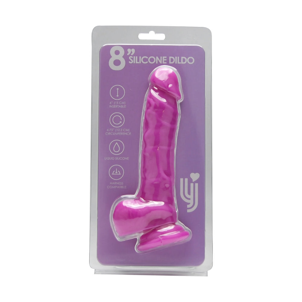 Loving Joy 21 cm  realistische siliconen dildo met zuignop en ballen paars