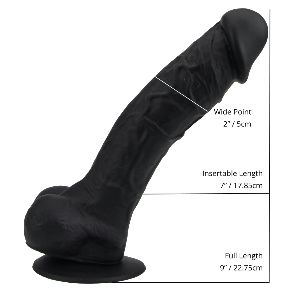 Loving Joy23 cm realistische siliconen dildo met zuignap en ballen zwart