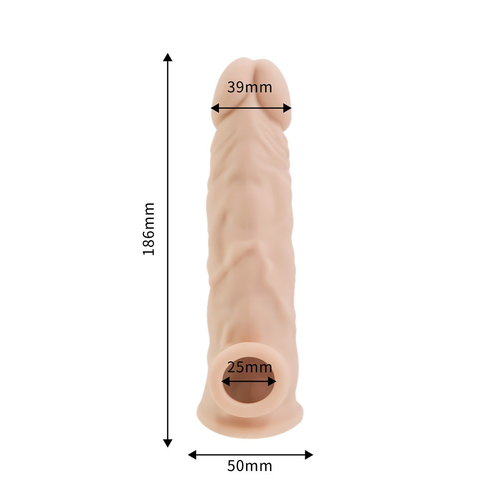 Rev-Sleeves 19cm  Girthy Realistische Siliconen Penis Uitbreiding Sleeve