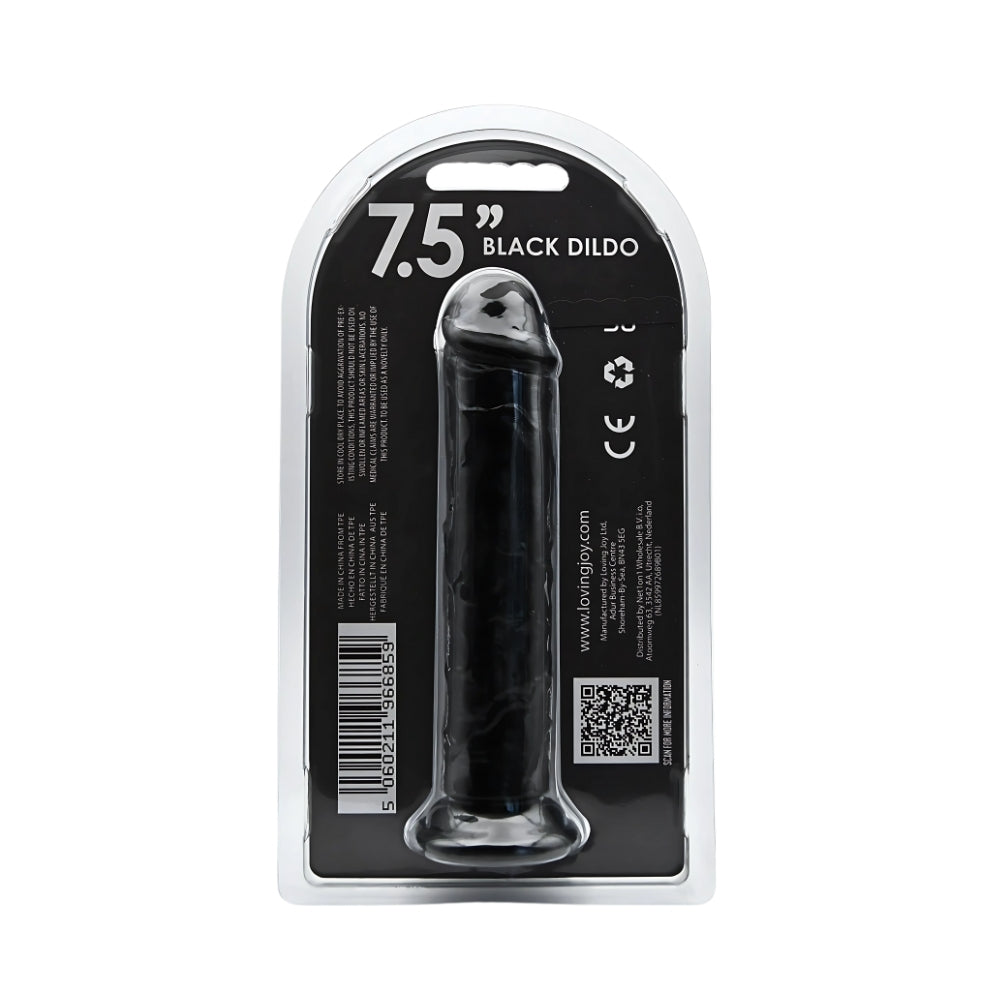 Loving Joy 20cm Zuignop Dildo Zwart